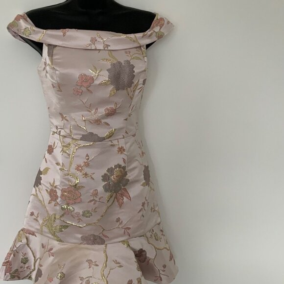 Lipsy womens dress New with tags party cocktails wedding pink gold jacquard shor - Picture 8 of 16